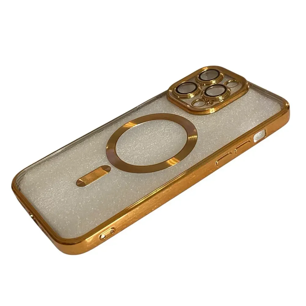 iPhone 13 Magnetic Case [MagSafe Compatible] Full Camera Lens Protector Gold Edg